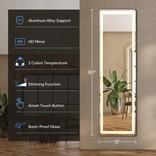 Square LED Full Length Mirror