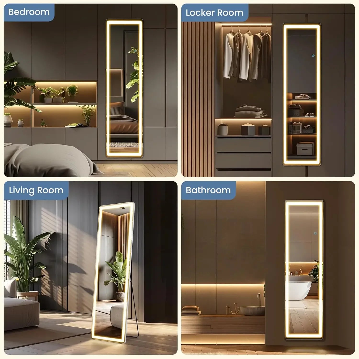 Square LED Full Length Mirror